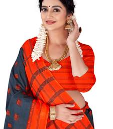 Black Colour Cotton Silk Bagru Print Saree
