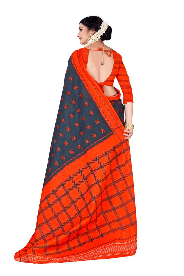 Black Colour Cotton Silk Bagru Print Saree