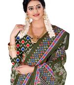 Mehendi Colour Cotton Silk Bagru Print Saree