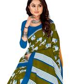 Olive Colour Cotton Silk Bagru Print Saree