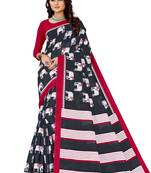 Black Colour Cotton Silk Bagru Print Saree