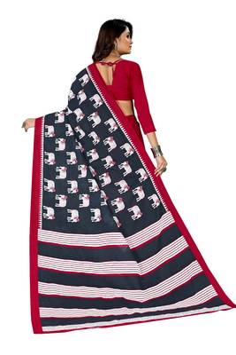 Black Colour Cotton Silk Bagru Print Saree 3