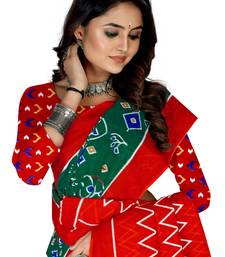 Green Colour Cotton Silk Bagru Print Saree