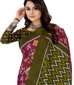 Maroon Colour Cotton Silk Bagru Print Saree