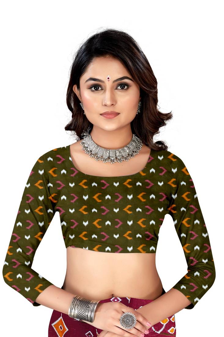 Maroon Colour Cotton Silk Bagru Print Saree