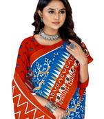 Blue Colour Cotton Silk Bagru Print Saree