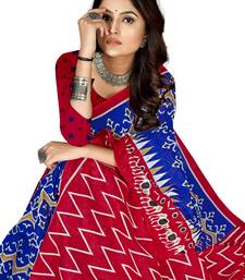 Dark-Blue Colour Cotton Silk Bagru Print Saree