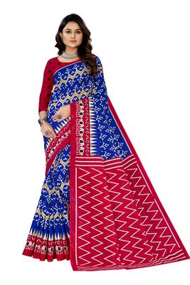 Dark-Blue Colour Cotton Silk Bagru Print Saree 2