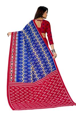 Dark-Blue Colour Cotton Silk Bagru Print Saree 3
