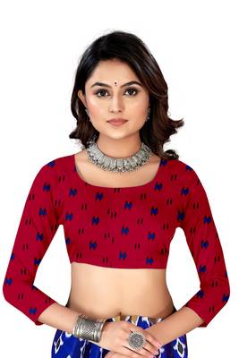 Dark-Blue Colour Cotton Silk Bagru Print Saree 4