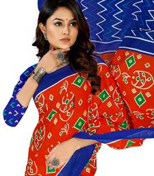 Red Colour Cotton Silk Bagru Print Saree