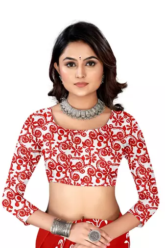 Red Colour Cotton Silk Bagru Print Saree