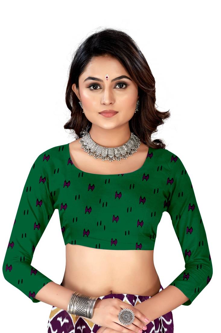 Purple Colour Cotton Silk Bagru Print Saree