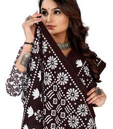 Dark Brown Colour Cotton Silk Bagru Print Saree