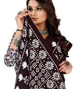 Dark Brown Colour Cotton Silk Bagru Print Saree