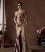 Designer lavender hand work zarkan butta work silk saree