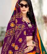 Green Colour Soft Cotton Block Print Saree