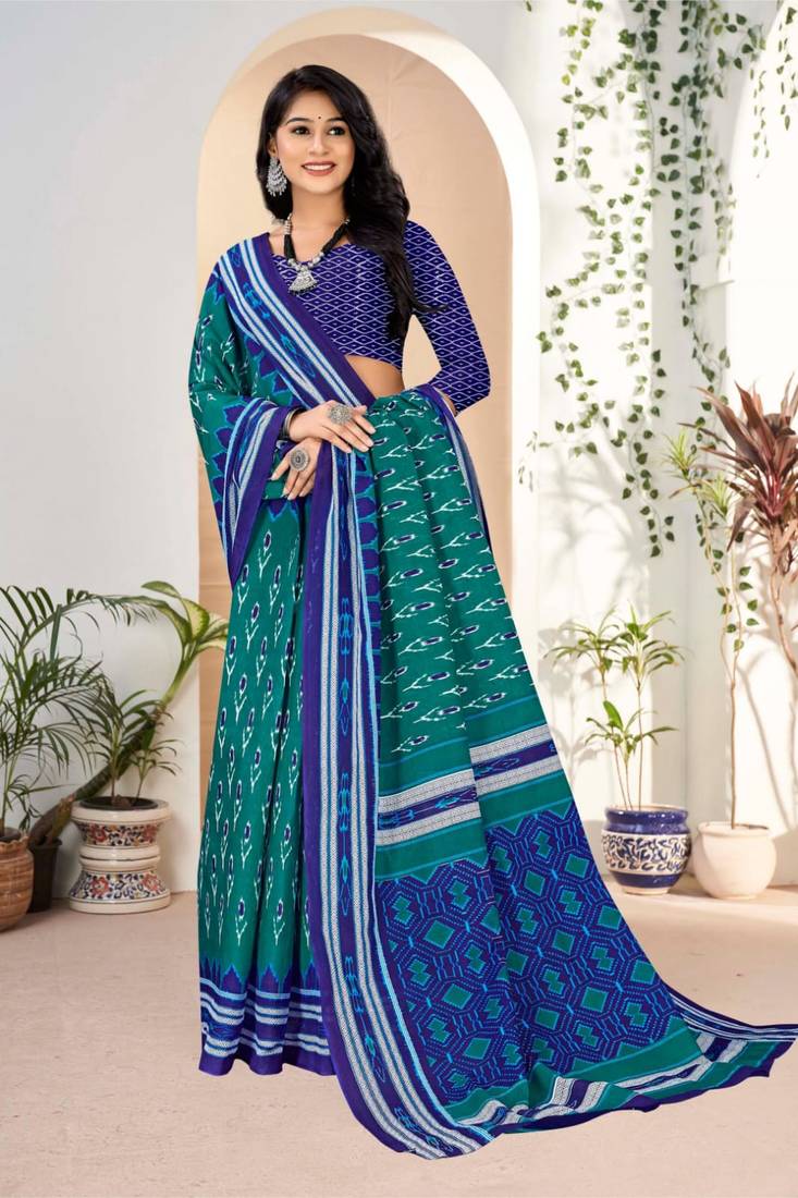 Mehendi Colour Soft Cotton Block Print Saree