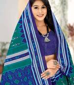 Green Colour Soft Cotton Block Print Saree