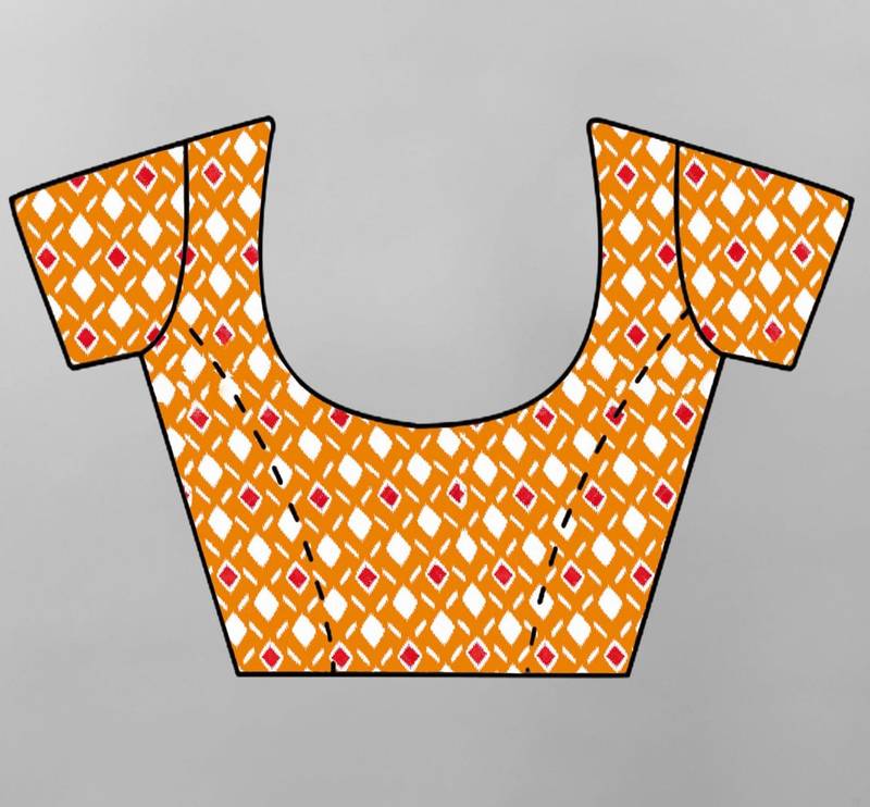 Red Colour Soft Cotton Block Print Saree