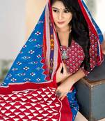 Blue Colour Soft Cotton Block Print Saree