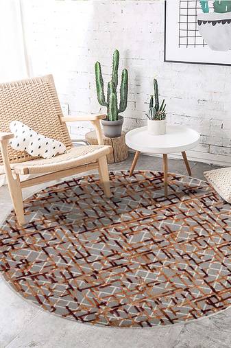 Handmade wool rug, perla round shape area rug, 8x8 feet, anti-slip & anti-skid backing carpet saraswati global