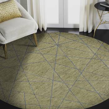 global hand-tufted wool rug, luxury rug, round shape area rug, anti-slip backing carpet (6x6). 1