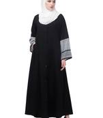 Black and White Nida Printed Abaya