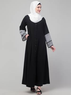 Black and White Nida Printed Abaya 4