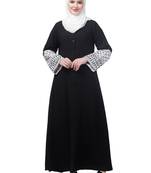 Nazneen Nida Abaya Embroidered Sleeves Black