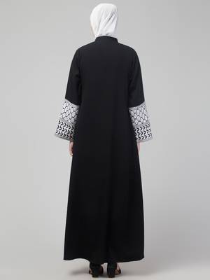 Nazneen Nida Abaya Embroidered Sleeves Black 2