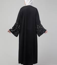 Black abaya with hand embroidered sleeve and hijab