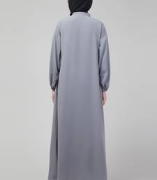Modest Gray Nida A-Line Abaya with Balloon Sleeves