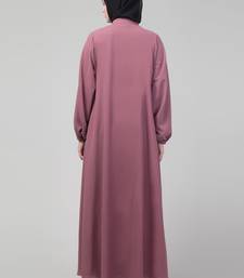 Mauve matte nida abaya with placket elastic sleeve and hijab