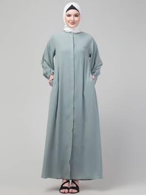 Grey Nida Plain Abaya 1