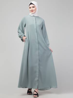 Grey Nida Plain Abaya 3