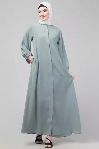 Grey Nida Plain Abaya