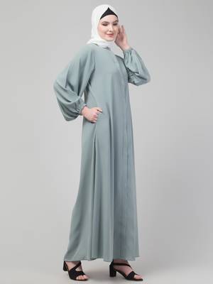 Grey Nida Plain Abaya 4