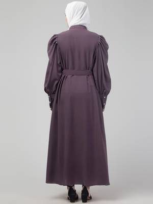 Dusty Purple Abaya long cuff sleeve with hijab 2