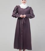 Dusty Purple Abaya long cuff sleeve with hijab