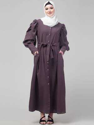 Dusty Purple Abaya long cuff sleeve with hijab 3