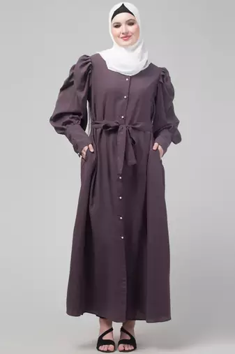 Dusty Purple Abaya long cuff sleeve with hijab