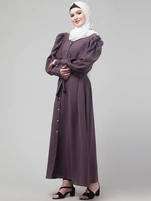 Dusty Purple Abaya long cuff sleeve with hijab 4
