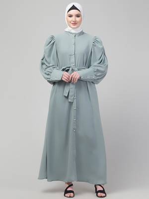 Matt Nida long cuff sleeve Abaya with hijab 1