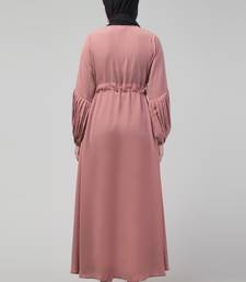Adjustable waist pleated sleeve abaya with hijab