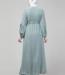 Sage Adjustable waist pleated sleeve abaya with hijab