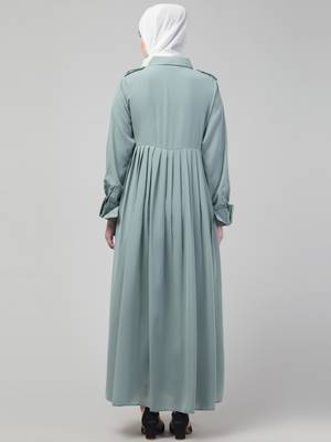 Matt nida wide belt coat style abaya with Hijab 2