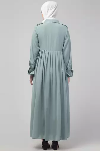 Matt nida wide belt coat style abaya with Hijab