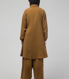 Mustard Matt nida elastic sleeves abaya cordset with hijab