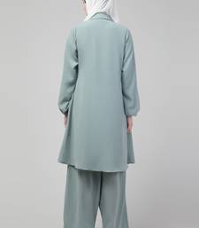 Sage Matt nida elastic sleeves abaya cordset with hijab
